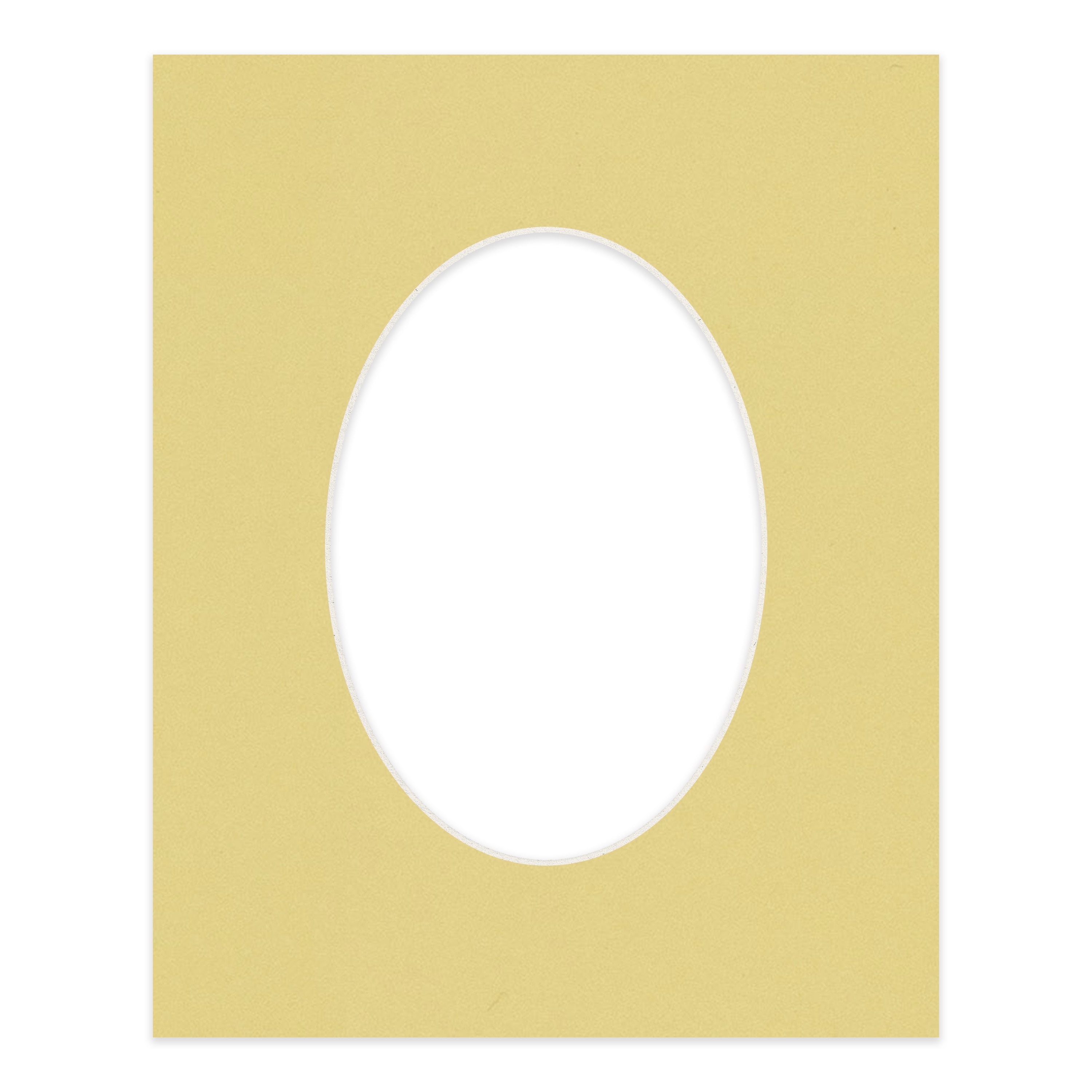 Soft Yellow Picture Frame Mat for 18x24 Frames - Oval Opening for 15x22 Photos - 1 Mat