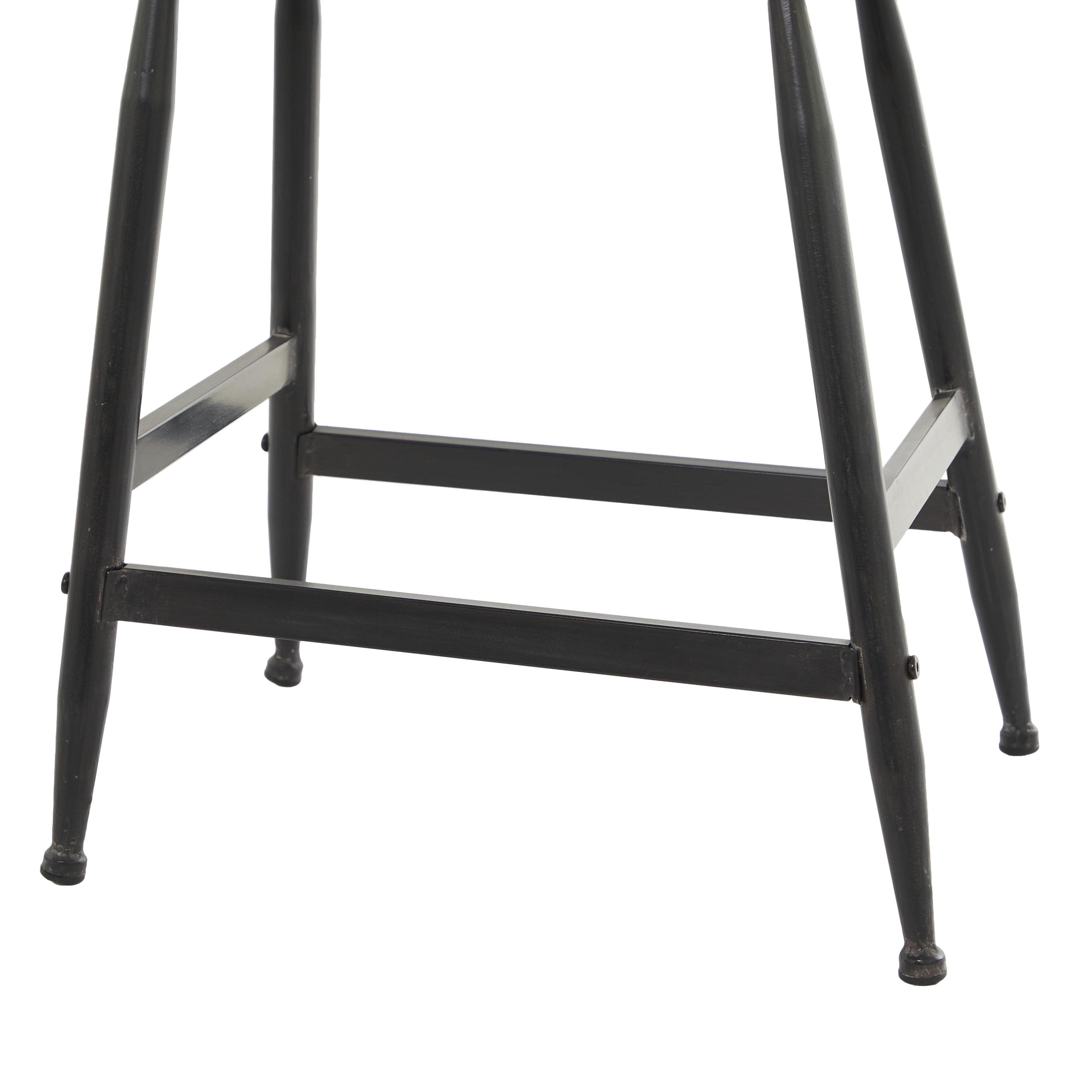 DecMode 18" x 19" Black Metal Counter Stool with Brown Wood Top, 1-Piece