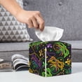 thumbnail image 6 of Sikiie Mardi Gras Surface Leather Tissue Box Cover Square, tissue box holder, Tissue Box with Bottom Belt-5.2”x5.2”x5.2”, 6 of 7