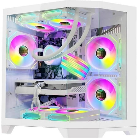 Hoengager Ocean of Stars Gaming PC AMD Ryzen 7 7700 3.8 GHz, RTX 4070 SUPER 12GB, 1TB PCIe SSD, 32GB DDR5 RAM, Liquid Cooler ,AC Wi-Fi &Bluetooth, RGB Fans,Windows 11 Pro Desktop-White