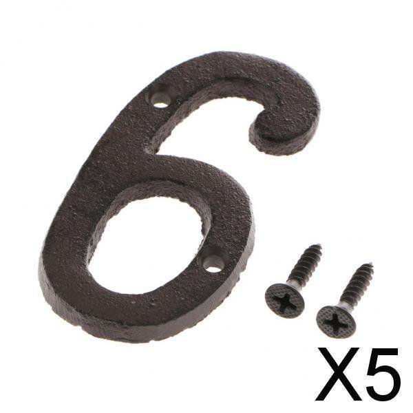 Paquete de 4-5 placas de letrero con número de puerta de de hierro forjado, dígitos DIY 5 piezas