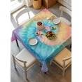 thumbnail image 6 of Colorful Tie Dye Table Cloth, Rainbow Ombre Abstract Pattern Art Waterproof Tablecloth for Square Tables, Reusable Washable Fabric Table Cover for Restaurant Kitchen Dining Tables 60"x60", 6 of 6