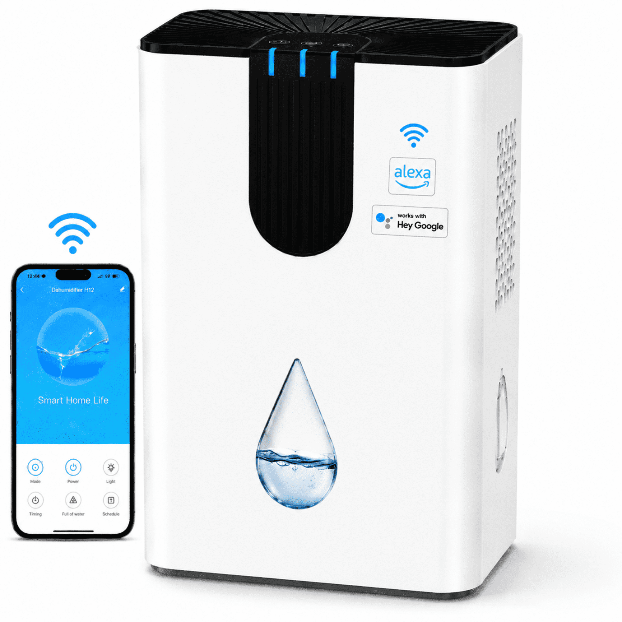 JOYSAILOR 95 oz Dehumidifier for Home & Basement, Up to 850 sq.ft, Portable Dehumidifier for Bedroom, Quiet Operation, Auto Shut-Off, 7-Color LED