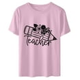 thumbnail image 3 of Hauts à Col Rond Amples pour Femmes Pull Décontracté pour la Journée des Enseignants Imprimé Mignon Manches Courtes T-Shirt, 3 of 6
