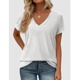 thumbnail image 5 of PRETTYGARDEN Women's V Neck T Shirts Summer Short Sleeve Spring Going Out Tops Casual Loose Fit Basic Tees Beach Clothes, 5 of 10