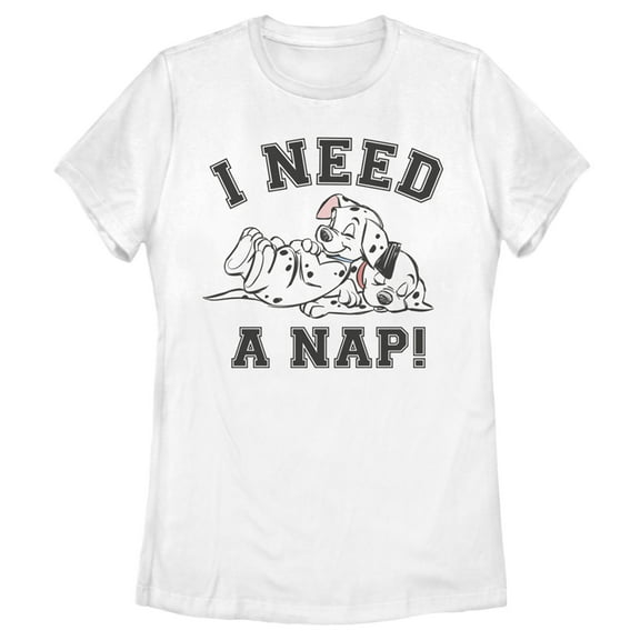 Women's One Hundred and One Dalmatians I Need a Nap  Graphic Tee White X Large