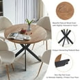 thumbnail image 3 of NORDICANA 3 Pieces 37-Inch Round Dining Table and Upholstered Chairs for Two Person, MDF Table-top, Off White Fuzzy Sherpa Armchairs with Wood Grain Metal Leg for Kitchen, Reception Room, 3 of 10