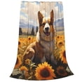 thumbnail image 2 of Pofeuu Cute Corgi Sunflower Print Ultra-Soft Micro Fleece Blanket,for Bed Or Sofa,All Season Throw Blankets Flannel Blanket-60"x50", 2 of 7
