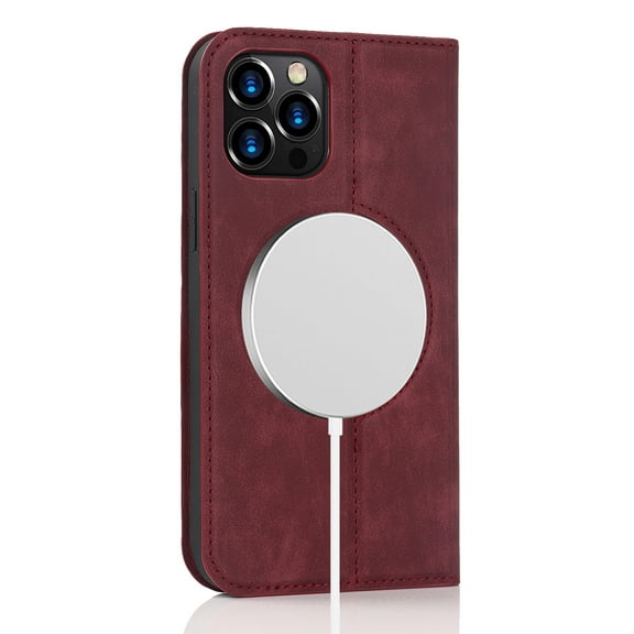 Decase iPhone 12 Pro Max Wallet Case with RFID Blocking Card Slots Kickstand Magnetic Closure, Protective PU Leather Shockproof Cover Compatible with Magsafe For iPhone 12 Pro Max,Red