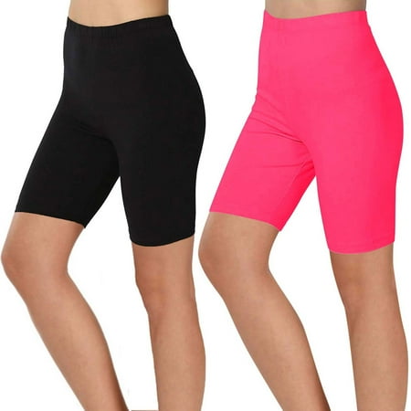 Tmtolofot Womens High Waist Yoga Shorts for Workout Cycling Women s Workout Gym Shorts Ladies Athletic Biker Shorts Quick Dry Running Short Pants  Pack Of 2   1#Hot Pink   X-Large