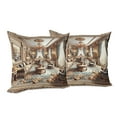 thumbnail image 3 of Ambesonne Classic Throw Pillow Cover Pack of 2, Grandiose Room Scene Print, 2 Pcs-36"x36", Ginger and Blue, 3 of 5