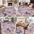 thumbnail image 5 of Large Area Rugs for Living Room Bedroom, Pink Flowers 6'x9' Rug Washable Carpet Runner Indoor Outdoor, Spring Floral Purple Butterflies Farmhouse Non Slip Floor Mats Rug for Kitchen, Playroom, 5 of 8