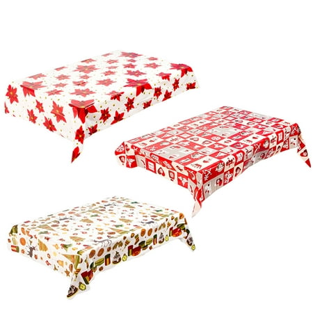

3pcs Christmas PVC Printing Tablecloth Disposable Table Cover Picnic Table Cloth Table Decor Party Supplies