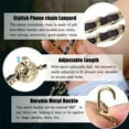 thumbnail image 2 of Cell Phone Lanyard Phone Crossbody Chain, Adjustable Phone Straps,Leather+Metal Shoulder Strap Phone Chain with Phone Tether Patches Compatible with Most Phones Bag Purse, 2 of 5