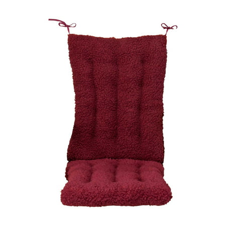 Miles Kimball WalterDrake Sherpa Cushion Set for Rocking Chair, Set of 2 Cushions with Burgundy Color – Back Cushion of 22.5” x 17” x 3” & Seat Cushion of 18.5” x 17” x 3”, Cushions for Rocking