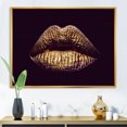 thumbnail image 2 of Designart 'Sexy Golden Metallized Woman Lips II' Modern Framed Canvas Wall Art Print, 2 of 5