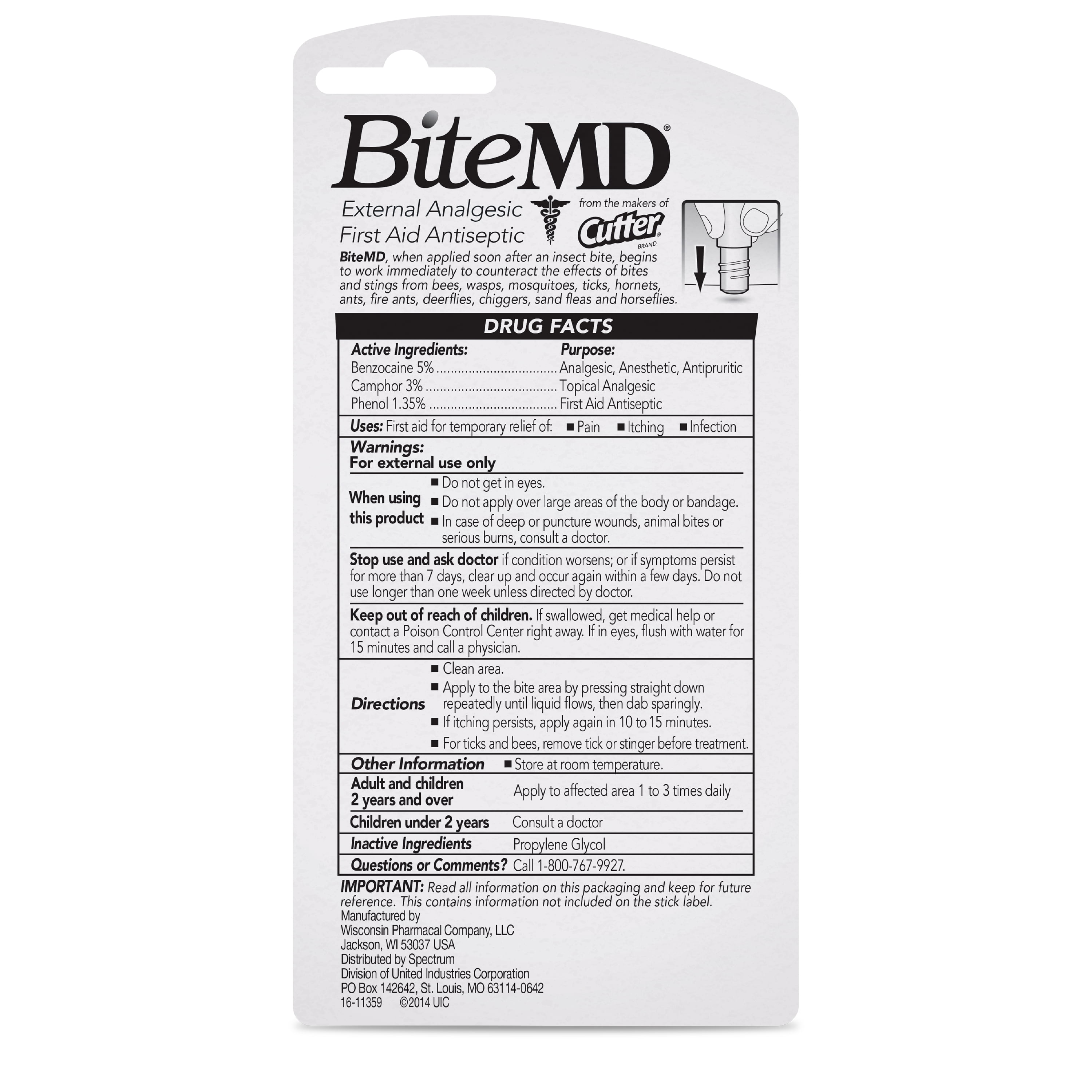 Cutter Bite MD Insect Bite Relief 0.5 oz Stick Analgesic and Antiseptic  HG-95614-2 - The Home Depot