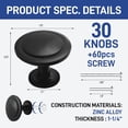 thumbnail image 2 of LifeMaster 30pcs 1-1/4" Matte Black Cabinet Knobs - Rust-Proof, Modern Design, Strong Zinc Alloy, Drawer Pulls with Short and Adjustable Screws - Stylish Handles for Kitchen, Dresser, and Cabinets, 2 of 9