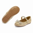 thumbnail image 4 of Kushyshoo Gold Girl's Bow Mary Jane Dress Shoes Ballet Princess Flats with Rhinestone Strap 1M, 4 of 7