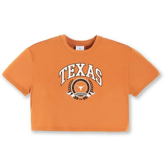 Girls Youth ZooZatz Burnt Orange Texas Longhorns Laurels Tri-Blend Cropped T-shirt