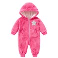 thumbnail image 3 of DHFJKG Toddler Baby Flannel Jumpsuit Infant Unisex Fluffly Shaggy Long Sleeve Hooded Romper With Pockets Winter Soft One-Piece, 3 of 3