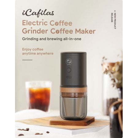 Portable Coffee Maker 320ml 2in1 w/ Electric Grinder Tea Percolator Maker  Brewer