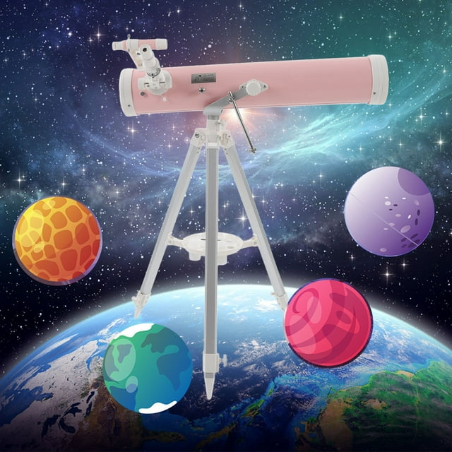 Astronomical Telescope, 700mm Focal Length 76mm Aperture Refracting Telescope Optical Lenses Compact for Sightseeing Pink