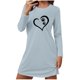 thumbnail image 2 of HongQid Women's Sleepshirt Dress Comfortable Nightshirt Nightgown Long Sleeve Love Heart Graphic Sleepwear, 2 of 6