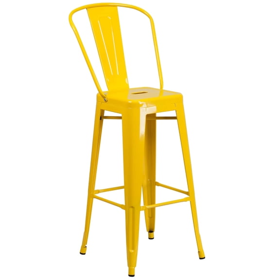 Bowery Hill 30'' Industrial Steel Metal/Plastic Bar Stool in Yellow