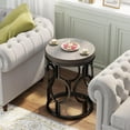thumbnail image 6 of Tribesigns Industrial Round End Table, Small Sofa Side Table with Metal Hollow Frame for Living Room, Bedroom, Grey, 6 of 9