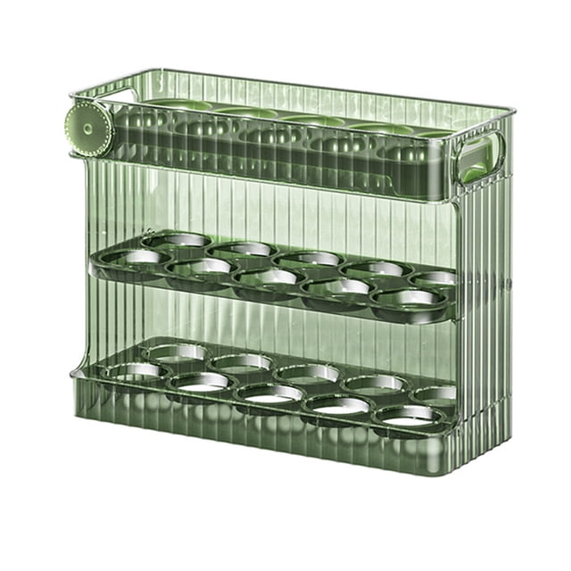 Contenedor de bandeja de huevos para nevera con tapa de 30 unidades, contenedor de PET para mantener los huevos frescos, contenedor de bandeja de huevos con tapa para puerta de refrigerador, verde
