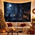 thumbnail image 2 of Dark Library Room With Moonlit Window, Moody Dark Academia Style for Book Lovers, Library Wall Art, Housewarming Gift, Tapestry Wall Hanging for Study Room and Home Library, 2 of 6