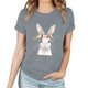 thumbnail image 4 of Pantalones Cortos para las Mujeres Sexy Pascua Moda Impresión Cuello Redondo Tee, Poliéster Ligero Casual Top para Primavera Verano Diario, Blusa de Suéter, 4 of 4