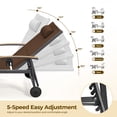 thumbnail image 5 of Harbweb Outdoor Chaise Lounge Chair Set of 4, 5-Position Adjustable Sun Tanning Chair with Pillow, Aluminum Patio Lounge Chair with Wheels & Armrests for Garden, Beach, Patio, Pool, Brown, 5 of 8