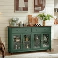 thumbnail image 5 of Joaxswe 59'' W Kitchen Buffet Storage Cabinet with Adjustable Shelves, 4-Doors 2-Drawers Sideboard Storage Cabinet with Glass Doors, Green, 5 of 8