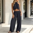 thumbnail image 3 of 2 Piece Outfit Sets for Women Plus Size 2026 Summer Fashion Solid-Color Sleeveless Top Pocket Elastic Waist Pants Outfit Sets, 3 of 8