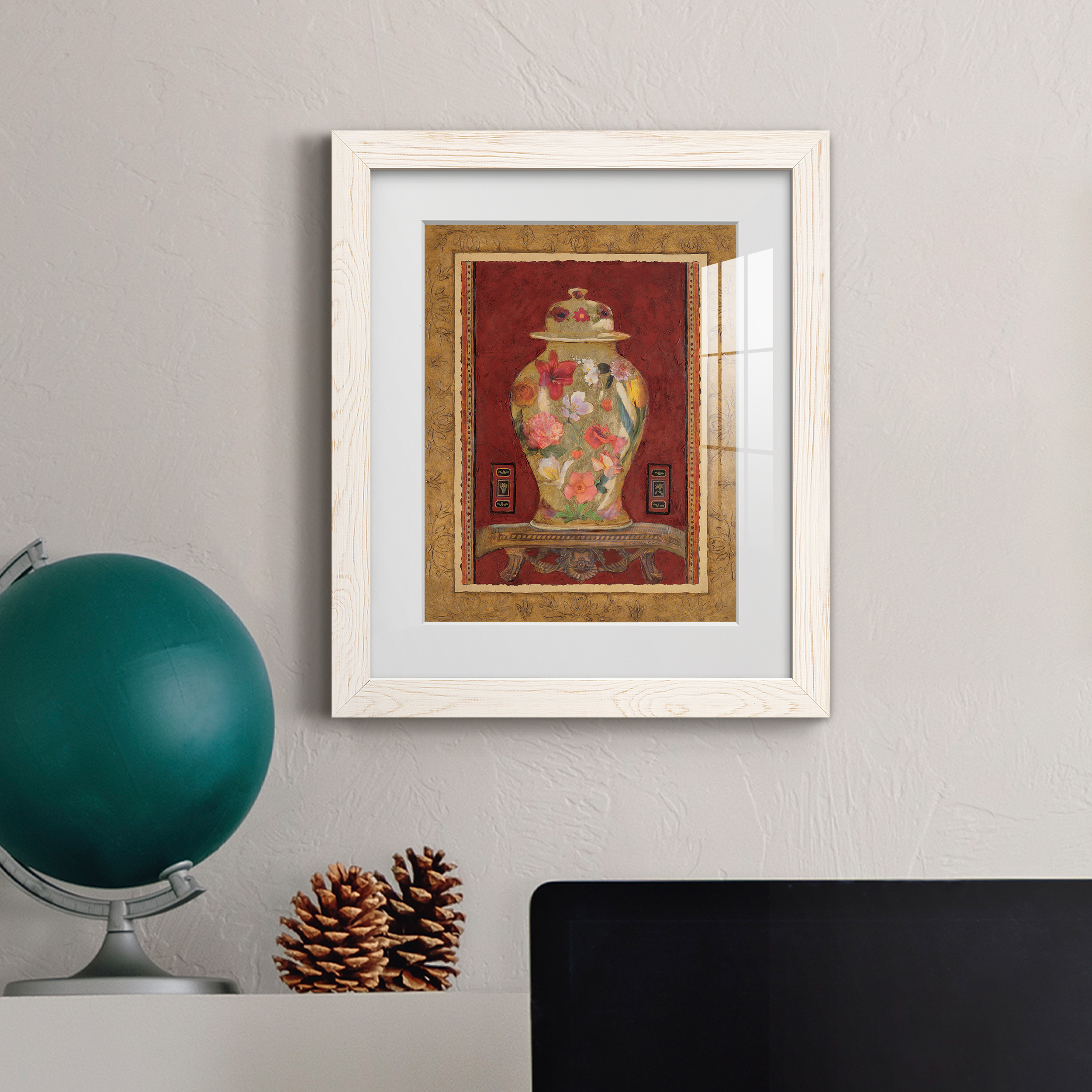 Romantic Urn I - Premium Framed Print - Ready to Hang - 17 x 20 - White Frame