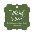thumbnail image 1 of Darling Souvenir Baby Shower Thank you Favor Tags Custom Hang Gift Tags-Olive Green-50 Tags, 1 of 1
