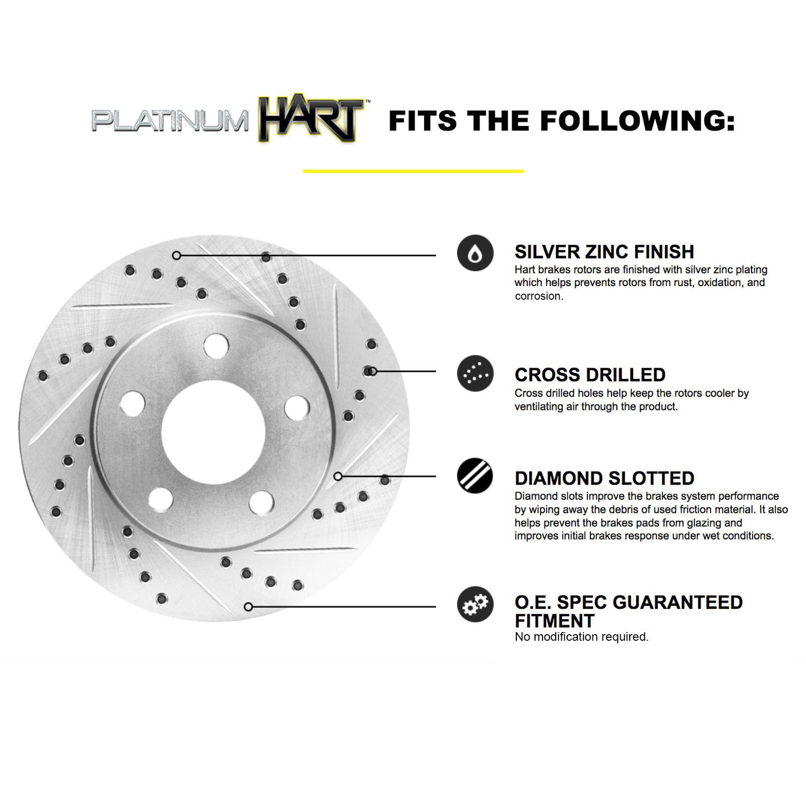 Hart Brakes Front Rear Brakes and Rotors Kit |Front Rear Brake Pads| Brake Rotors and Pads| Ceramic Brake Pads and Rotors - PHCC.33209.02