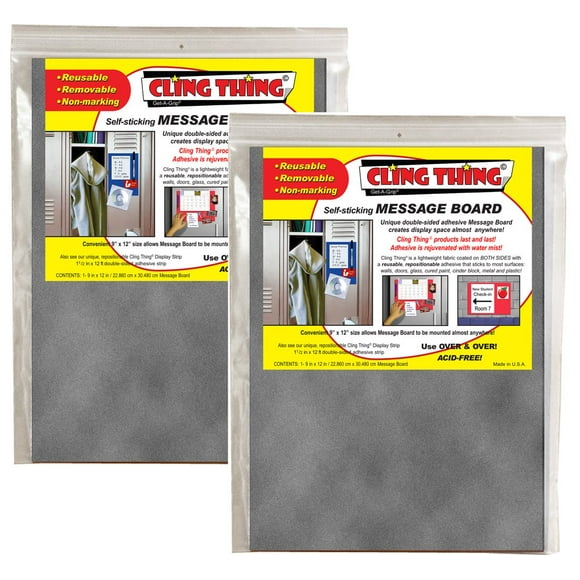 Cling Thing© Get-A-Grip© Self-Sticking Message Board - Charcoal - 2 Pack