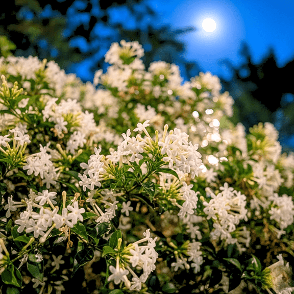 Jasmine Plant Live, Pack of 2 Night Blooming Jasmine Plant Live, Fragrant White Flowers, 4-7 inches in Height, 4 inch Pot fot Growing