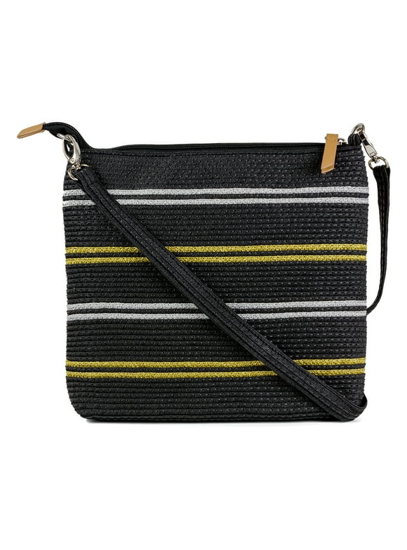 Magid Women's Metallic Stripe Paper Straw Handbag