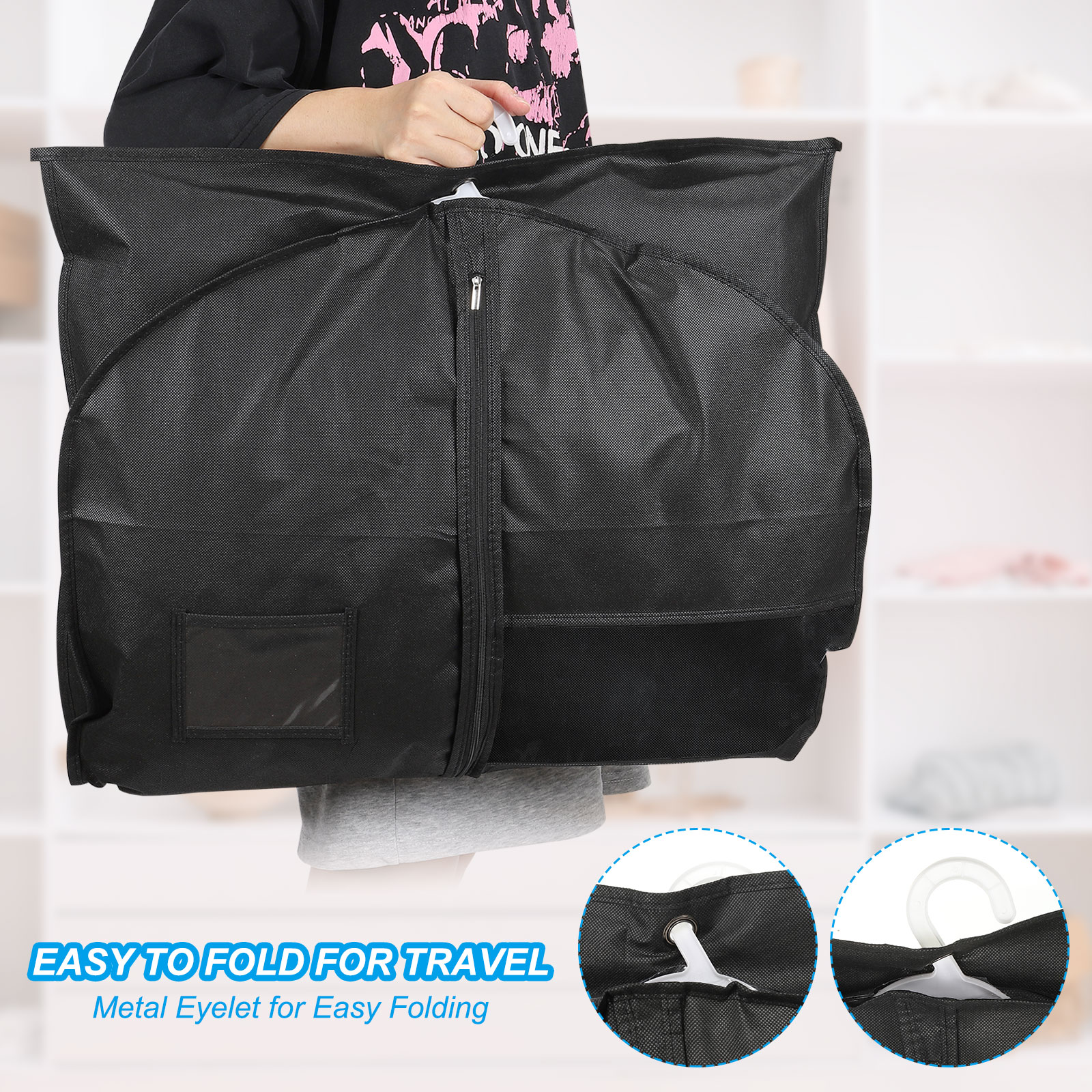 Uxcell 31" Garment Bag, 5 Pack Breathable Suit Bag for Storage Hanging Clothes, Black