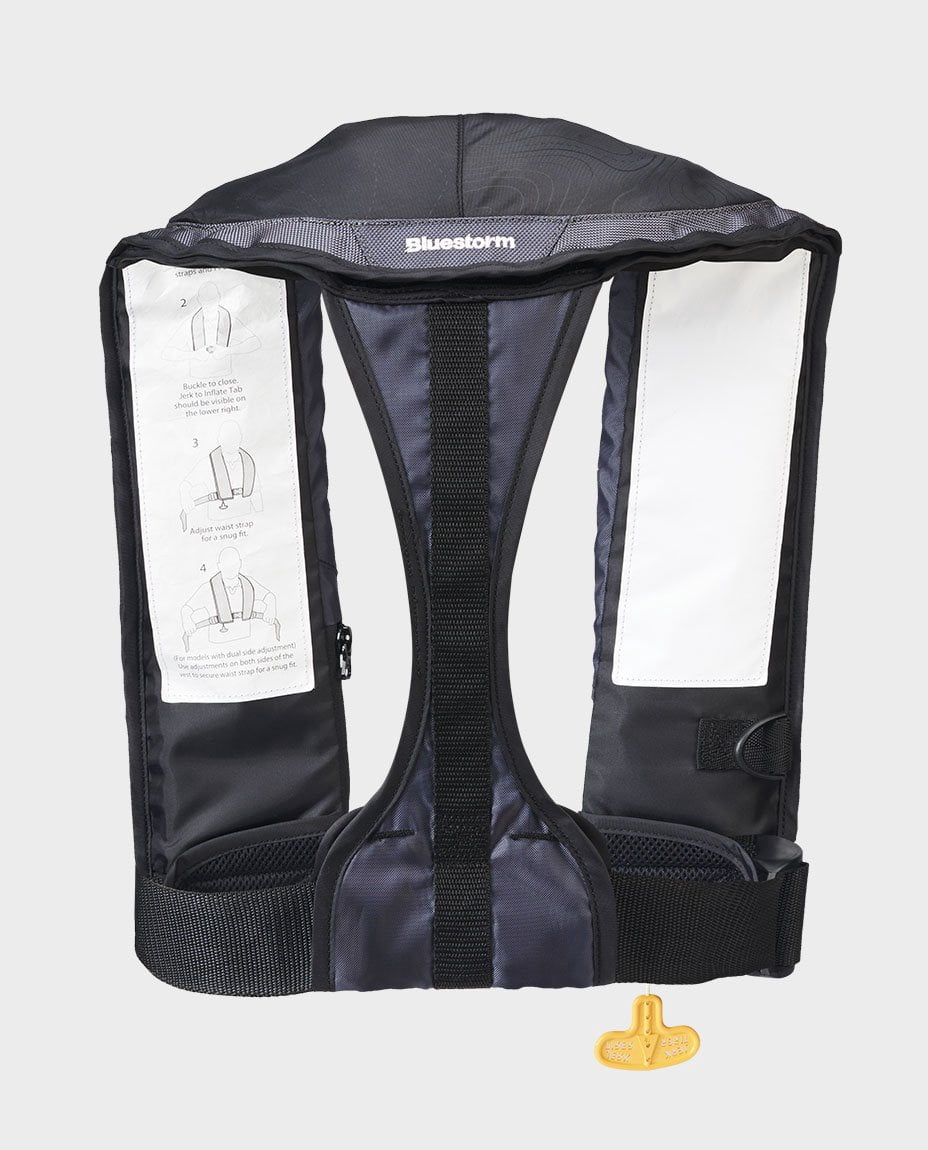 Bluestorm Gear Stratus 35 Inflatable PFD Life Jacket (Hi-Vis Green) | US Coast Guard Approved Automatic/Manual Life Vest for Adults