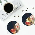 thumbnail image 4 of Fotbe Casino Poker Chips Drawing Drink Coasters Set of 4 Leather Coasters Spill Protection for Table Desk,Durable and Non Slip Leather Coaster ,4 Inches Drink Mats-Round Shape, 4 of 6