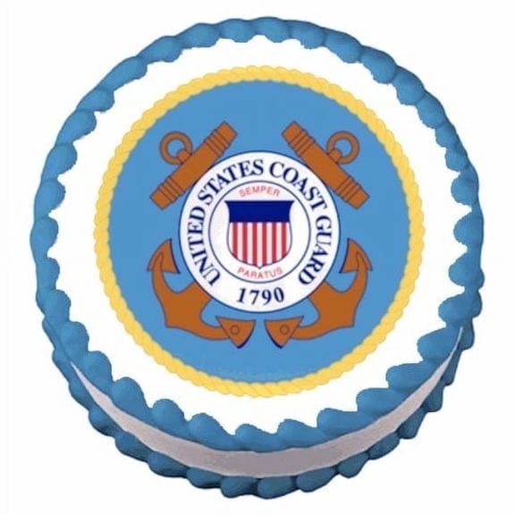 Coast Guard Emblem Edible Icing Image Cake Topper, by Tnct.
