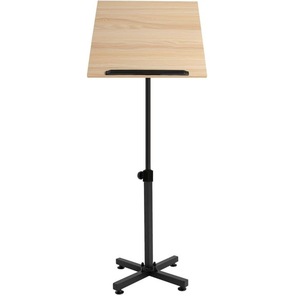 Portable Laptop Podium, Height Adjustable Laptop Table, Floor Steady Standing Desk, Classroom Table, Tilting Conference Pulpit for Office Presentation Church (Brown)
