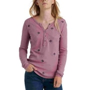 Lucky Brand Women's Embroidered Thermal Top Purple Size Large