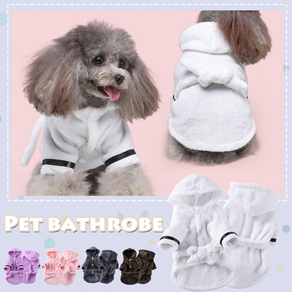 Apeya Dog Bathrobe Soft Pet Towel Robe Hooded Quick Drying Super Absorbent Dog Bath Towel Pajamas Pet Clothes for Small Medium Dogs Cat Comfort