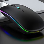 US 1-2 Pack Slim Wireless Bluetooth 2.4Ghz Mouse Dual Mode LED Rechargeable Mice